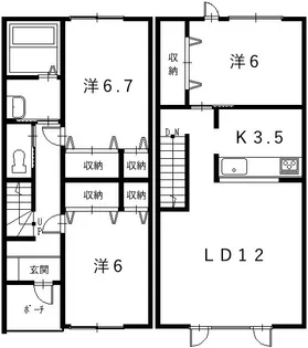 フルールII【1階】の間取り