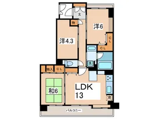 東急ドエルアルス北堀江【2階】の間取り