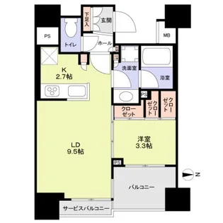 クレヴィア恵比寿【9階】の間取り