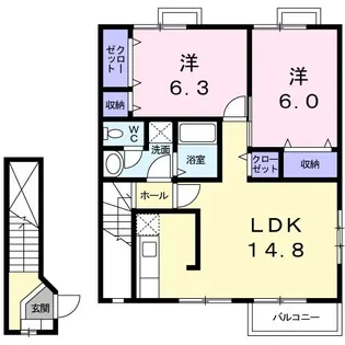サンパティークB【2階】の間取り