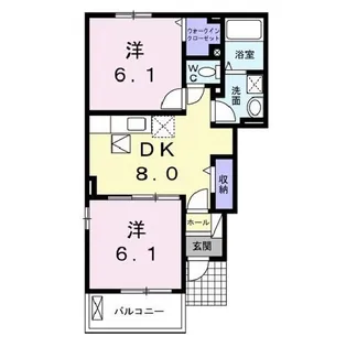 コーポサンスカイB【1階】の間取り