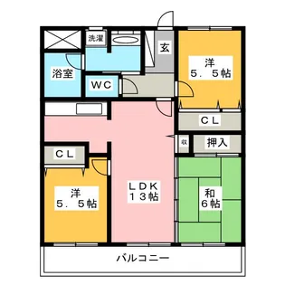 モアグレース大黒【4階】の間取り