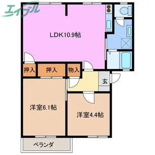 グランシャリオ日永西 A棟【2階】の間取り