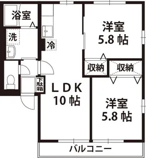 クローバーハイツB【1階】の間取り