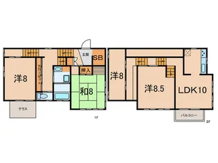 兵庫県西宮市甲陽園目神山町【一戸建】の間取り