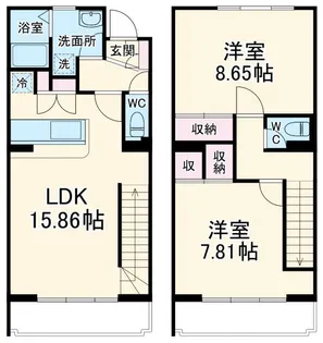 カンフローエンス久地【1階】の間取り