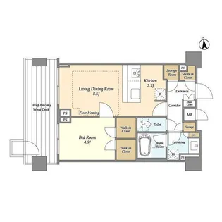 オアーゼ新宿市谷薬王寺【6階】の間取り
