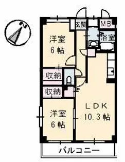 ウエルスA【6階】の間取り