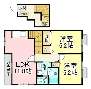 福岡県北九州市小倉南区南方3【アパート】の間取り