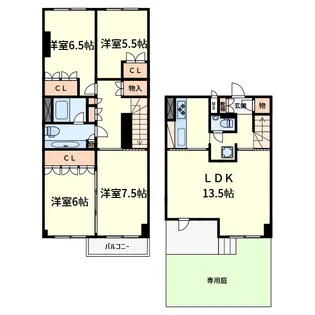メゾネット水無瀬の間取り