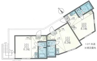 ユナイト汐入・ページ・ワン【1階】の間取り