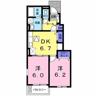 徳島県美馬市脇町字拝原【アパート】の間取り