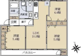 たまプラーザ団地4街区2号棟【1階】の間取り