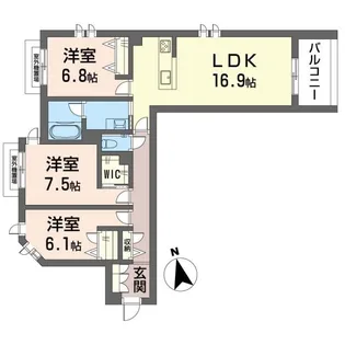 ウィズプラス大船【4階】の間取り