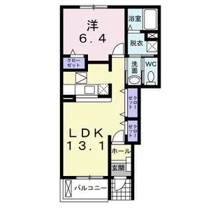 キャッスルアヴェニューA【1階】の間取り