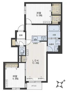 アデレードフラッツ【1階】の間取り