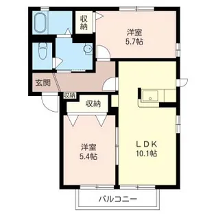 グリーン・パルモB【1階】の間取り