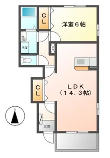 ルシヨン B棟【1階】の間取り