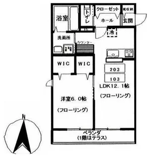 ル シエル ブルー【1階】の間取り