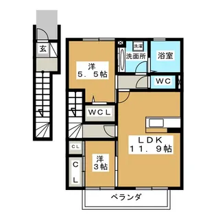 ソレイユ T-タウン【2階】の間取り