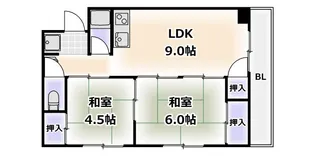 文の里コーポ【4階】の間取り