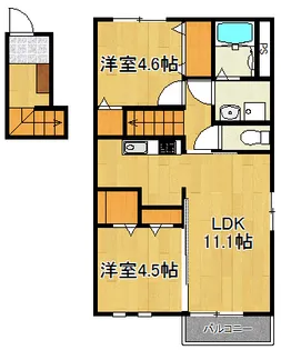 ルボワB棟【2階】の間取り