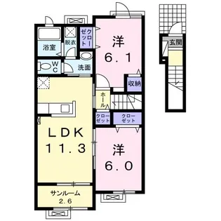 サニーレセーナ【2階】の間取り