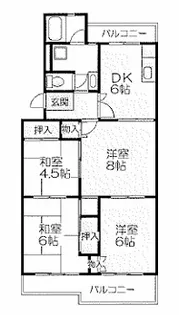 城の宮第一住宅8号棟【4階】の間取り