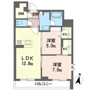 オークヒルズ南中野【1階】の間取り