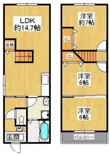 大阪府枚方市桜丘町【一戸建】の間取り