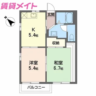 コーポケーアイ A棟【2階】の間取り