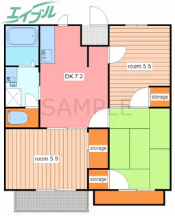 ハイムリバーサイド【2階】の間取り