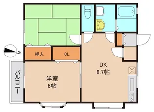 コーポサンライズB棟【2階】の間取り