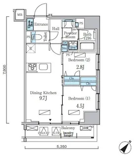 東京都中央区日本橋浜町2【マンション】の間取り