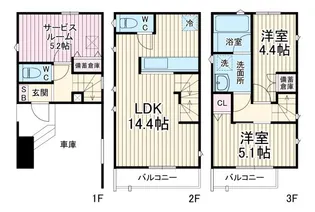 神奈川県川崎市高津区諏訪2【一戸建】の間取り
