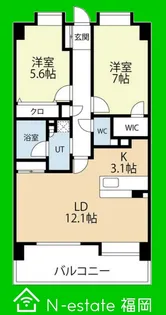 福岡県福岡市中央区地行3【マンション】の間取り