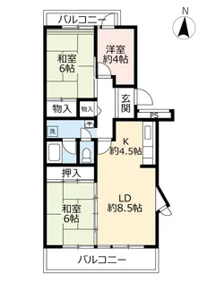 UR塩釜東【4階】の間取り