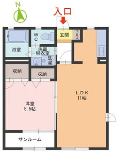 フローラ新田塚 A棟【1階】の間取り