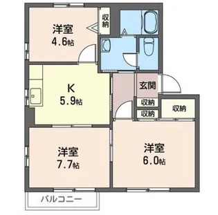 積水ハウスシャーメゾン クレスト壱番館 202号室【2階】の間取り