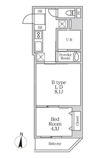 ラヴィエール錦糸公園【4階】の間取り