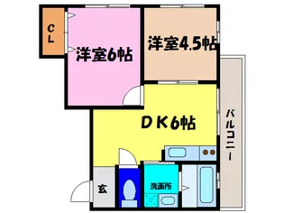 滋賀県野洲市市三宅【アパート】の間取り