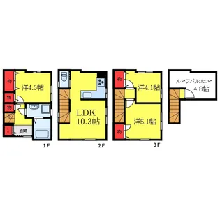 東京都荒川区西日暮里6【一戸建】の間取り