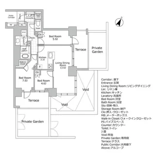 プラウドタワー千代田富士見レジデンス【2階】の間取り