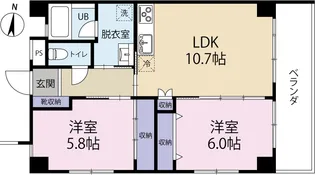 パークテラス鏡原【2階】の間取り
