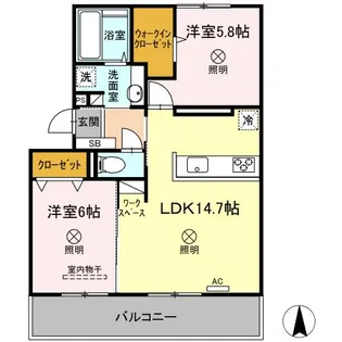 プレジオあくら C棟【3階】の間取り