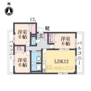 クレスト東生駒【3階】の間取り