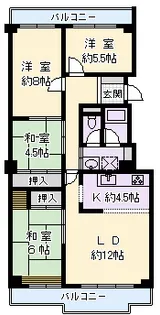 緑地東グランドマンション【4階】の間取り