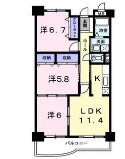 アンソレイエ湊【2階】の間取り