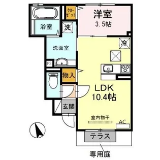 プランドール・フク【1階】の間取り