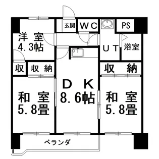 仲浜ハイツ【3階】の間取り